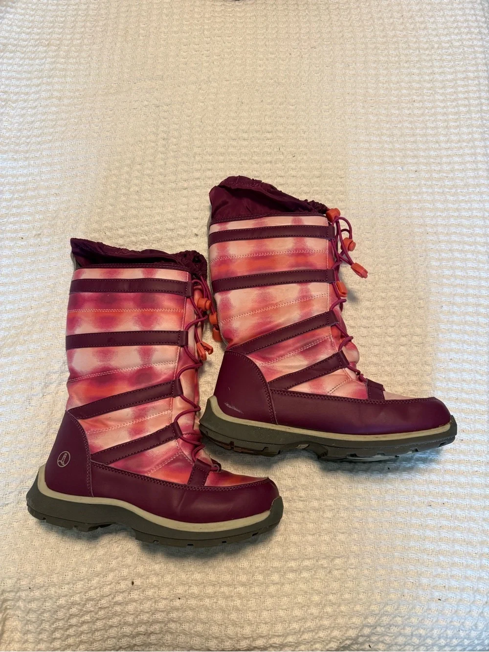 Lands’ End Kids Squall Snow Boots Size 3M Pink Purple Insulated Waterproof